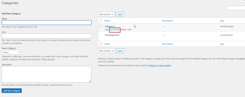 WordPress – Edit Category