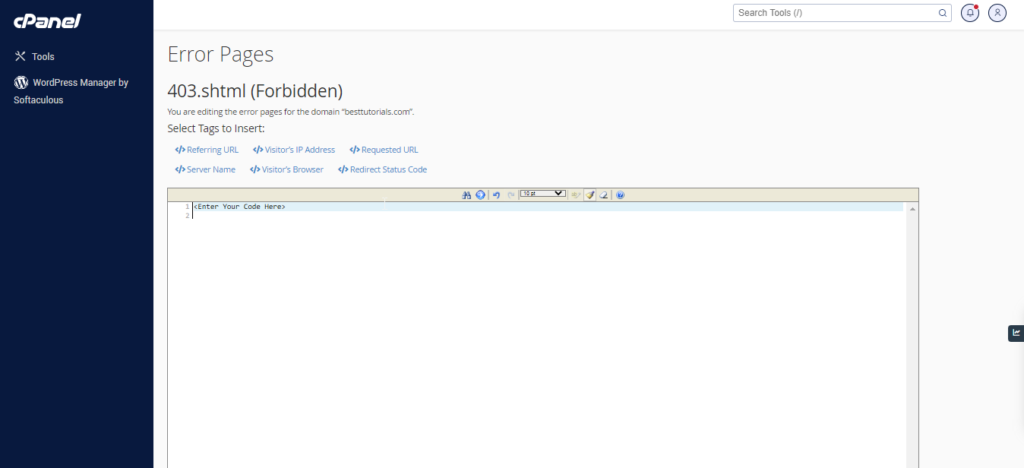 Error Pages – cPanel