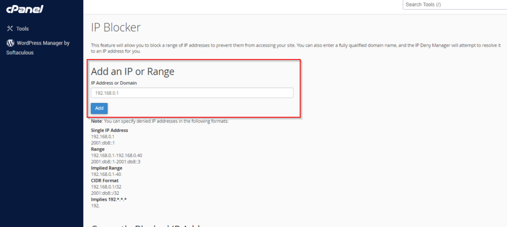 IP Blocker – cPanel