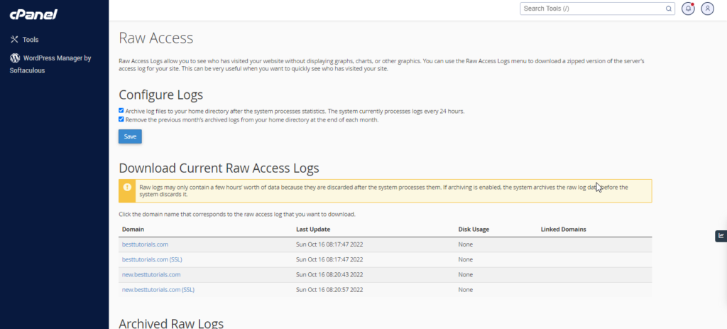 Raw Access – cPanel