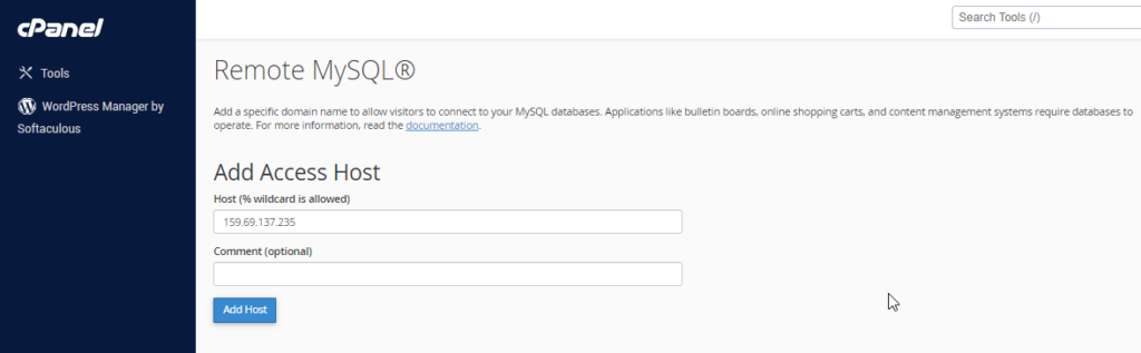 cPanel – Remote MySQL