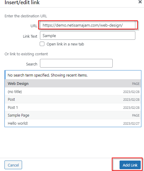 WordPress – Add Links