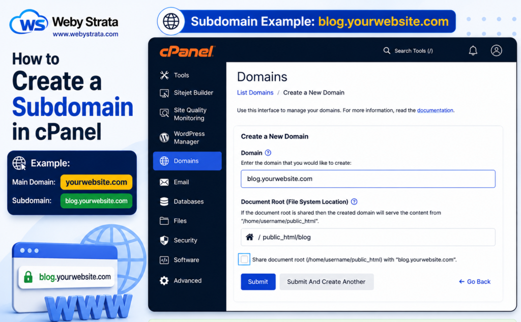How to Create a Subdomain in cPanel