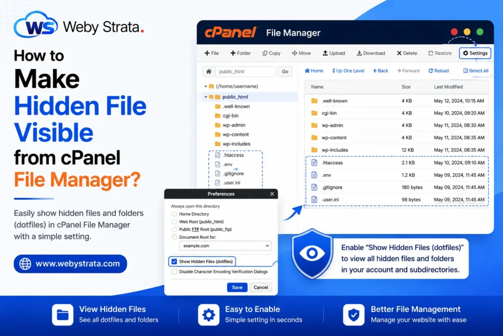 How to Make Hidden File Visible from cPanel File Manager?