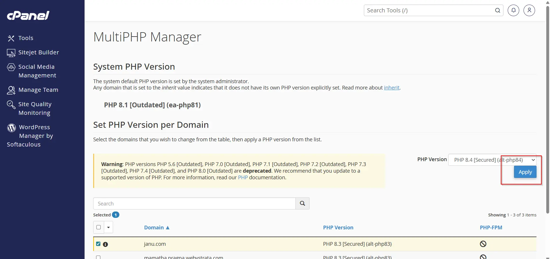 how-to-change-php-version-in-cpanel