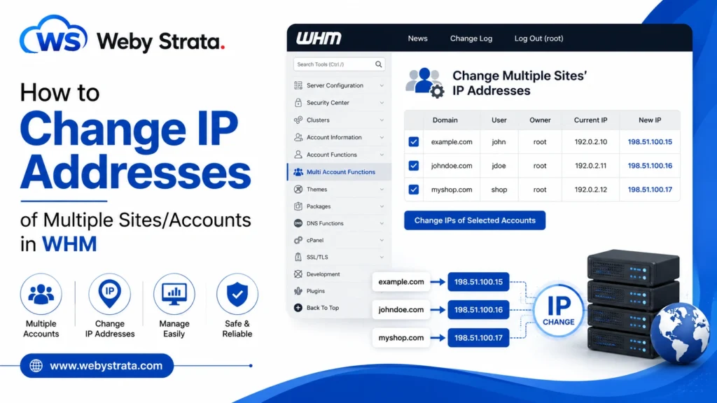 How to Change IP Addresses of Multiple Sites/Accounts in WHM?