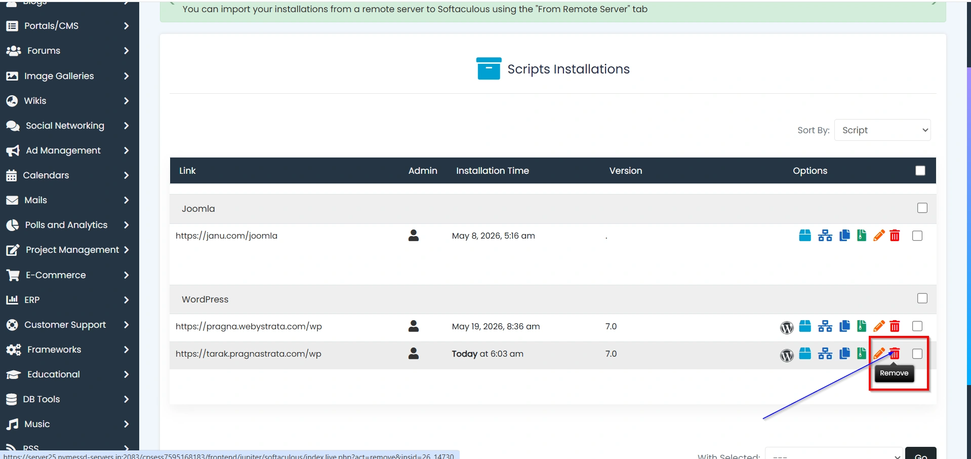 how-to-remove-wordpress-from-cpanel-softaculous