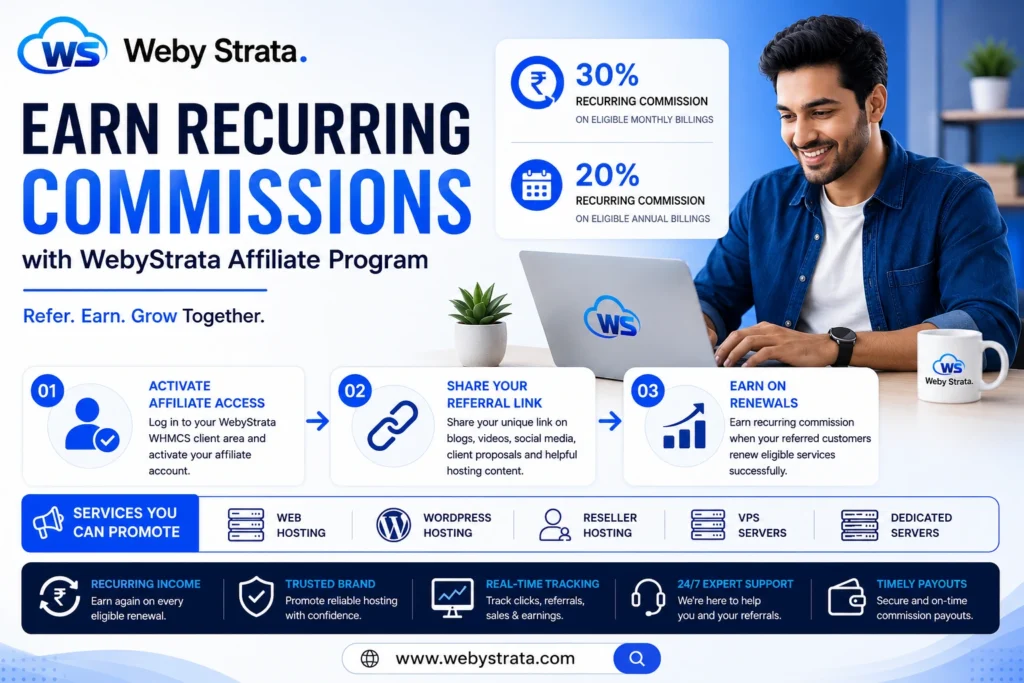WebyStrata Affiliate Program – Earn Recurring Commission by Referring Hosting Customers