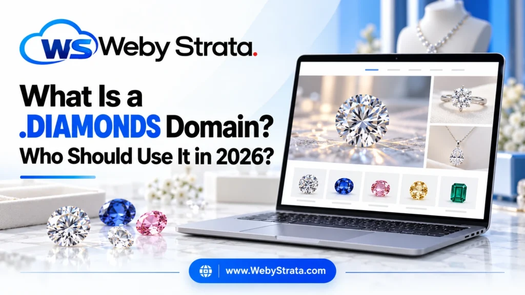 WebyStrata featured image: What Is a .DIAMONDS Domain? Who Should Use It in 2026?