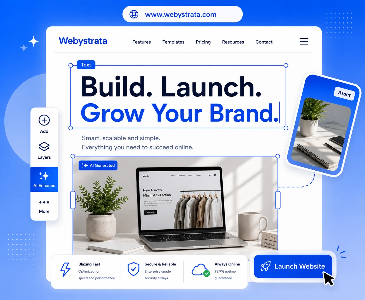 WebyStrata WordPress website building interface